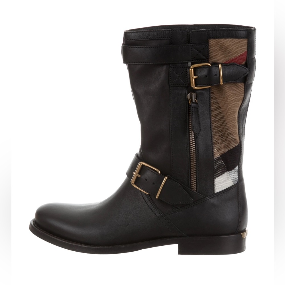 Burberry Boots Check Leather Belted Woman’s New Size EUR 38 / US 8 $850